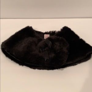 Girls Black Faux Fur Stole - One Size